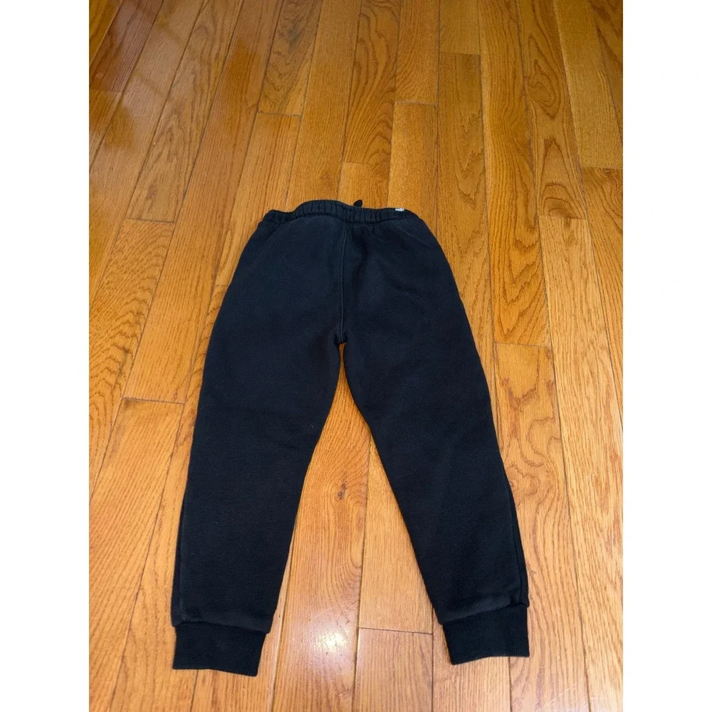 Puma Kids Black Graphic Logo Joggers Sweatpants XS 5/6‎ Elastic Waist Drawstring